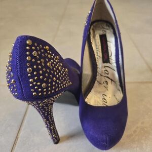 Wild Rose Royal Blue Studded Heels
